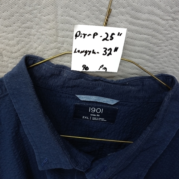 1901 men's trim fit long sleeve button front cotto - Picture 7 of 7